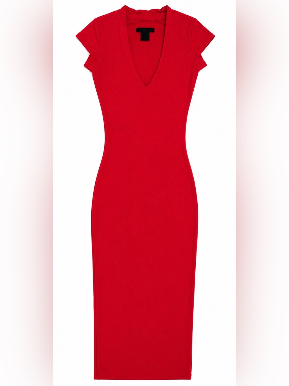 Joe & Elle Red Midi V‑Neck Sheath Dress